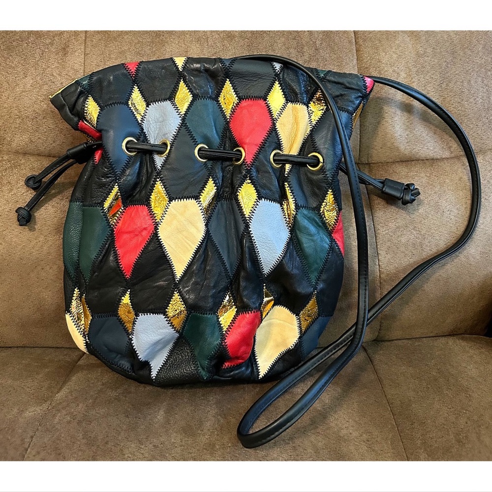 Marvella Brand Unique Pattern Bucket Purse With Drawstrings